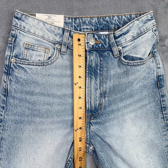 H&M Jeans Womens Size 2 Wide Leg Cropped High Waist Regular Fit Light Blue NWT - Picture 9 of 12